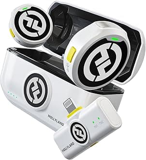 Hollyland Lark M2 Wireless Lavalier Microphone, 1000ft LOS Range, Hi-Fi Audio, Noise Cancellation, for Livestreaming Vlogging (White, for Lightning (2TX+1RX))