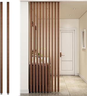Wall Partition Room Divider Floor to Ceiling Wooden Slats - Screen Partition Post Living Room Simple Modern Entrance Restaurant Office Hollow Decor Column ( Color : Wood 2Pcs , Size : 100cm/39.3in/3.2