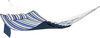 Sunnydaze Quilted Fabric Double Outdoor Hammock - 2-Person Hammock with Metal Curved Spreader Bars - Catalina Beach