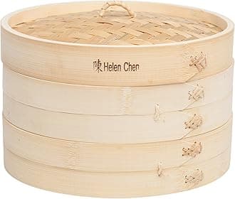 Helen's Asian Kitchen 97009 Food Steamer with Lid, 10-Inch, Natural Bamboo