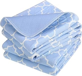 OUTCREATOR® 2Pack Bed Pads for Incontinence Mattress Protector Anti-Slip Waterproof Pads (34" x 36") for Toddlers Kids Adults Pets Pee Pads and Machine Washable Absorbency and Leak Proof Edge（Blue）