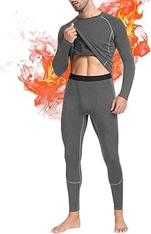 SIMIYA Thermal Underwear Set for Men Long Johns with Fleece Lined Base Layer for Workout Skiing Running Hiking Navy Blue