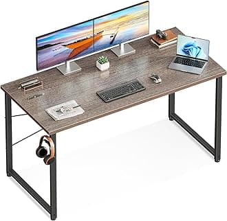 48 Inch Small Computer Desk for Home Office, Study Writing Table for Small Spaces, Simple Modern Desk with Headphone Hooks, Grey Oak
