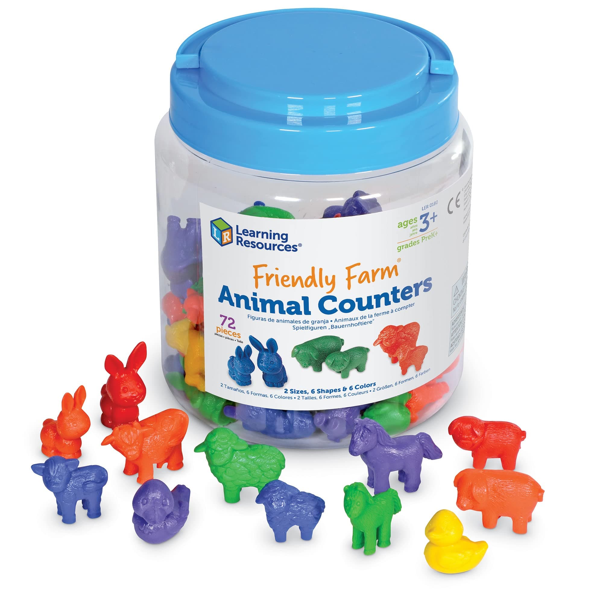 Learning Resources Friendly Farm Animal Counters, 72 pieces, Multi-color