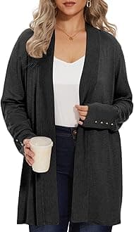 Spicy Sandia Plus Size Lightweight Knit Cardigan for Women Open Front Long Sleeve Dressy Casual Sweaters