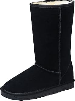 VEPOSEWomen's Snow Boots Warm Suede Mid Calf Booties Classic Winter Knee High Shoes