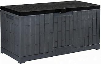 YITAHOME Outdoor Storage Box, 120 Gallon Waterproof Deck Box for Garden Tools, Patio Cushions, and Pool Accessories, Lockable, Easy Assembly, Versatile Bench or Table (Dark Gray)