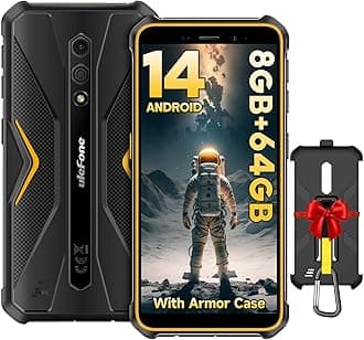 UlefoneArmor X12 Pro Rugged Smartphone Android 14, 8GB + 64GB/256GB SD 5,45'' HD+ 13MP+8MP 4860mAh IP68/IP69K Waterproof 4G Dual SIM Phones Free Unlocked Face ID/NFC/OTG/GPS, UK Version - Orange