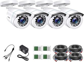 ZOSI 4 x 2MP 1080p HD-TVI Home Security Camera Outdoor Indoor 1920TVL,24PCS LEDs,80ft Night Vision, 90°View Angle, Weatherproof Outside Surveillance CCTV Bullet Camera