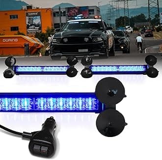 LUMENIX 2x12 Inch LED Traffic Advisor Emergency Strobe Lights Bar Front/Rear Window Windshield 2-in-1 Warning Directional Flashing Lightbar for EMS Response Vehicles Trucks Volunteer Police- Blue