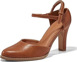 - Womens Chunky High Heels Closed Pointed Toe Ankle Strap Pumps Vintage D'Orsay Dress Party Shoes