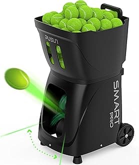 PT-Smart Pro Tennis Ball Machine, Internal Oscillation Ball Launcher with App for Apple Watch Control, 110+ Ball Capacity, 20 Landing Points, Up to 75 MPH, Portable Trainer for All Levels