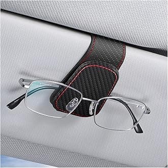 AICEL Sunglasses Holders for Car Sun Visor, Leather Eyeglasses Hanger Mounter, Magnetic Glasses Holder and Ticket Card Clip, Auto Interior Accessories Universal for SUV Pickup Truck