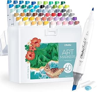 - Alcohol Markers Double Tipped Slim Broad and Fine Art Marker for Artists Adult Coloring Drawing Landscape Sketch - 60 Colors Kaala Markers Refillable Art Pen Gift