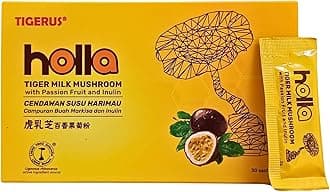 TIGERUS® Holla Tiger Milk Mushroom with Passion Fruit and Inulin - Immune Support, Digestive Health, Antioxidant Boost, Natural Wellness Supplement - 30 Sachets