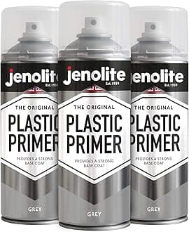 JENOLITE Plastic Primer Spray Paint | GREY | 3x400ml | Premium Quality Plastic Primer | Promotes Adhesion | Primer Spray Paint for Automotive, Garden Furniture, Models & Other Hard Plastics