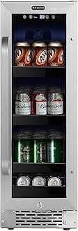 BBR-638SB Built-in Under Counter 12 inch Beverage Refrigerator and Cooler, Fridge with Glass Door, 2.0 Cubic Feet, Stainless, 75 Capacity