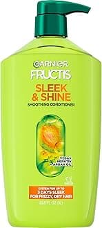 Fructis Sleek & Shine Conditioner, Smoothing Conditioner for Frizzy, Dry Hair with Argan Oil and Vegan Keratin, 33.8 Fl Oz (Packaging May Vary)