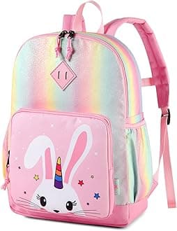 VASCHY Girls' Backpack, Children's Backpack, Kindergarten Backpack, Elementary School Backpack with Chest Strap, Lightweight Girl Gift 2-8 Years Travel/Camping Backpack
