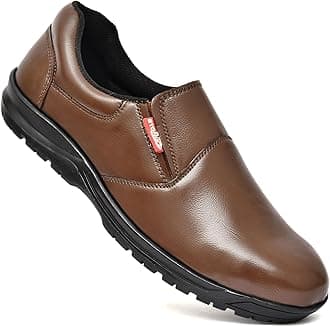 STONIX® Ninja Genuine Leather Safety Shoes Men's| Steel Toe with Slip-Resistant Outsole| Lightweight & Durable| Waterproof Construction and Industrial Work, (SIZE-10, Brown Color)