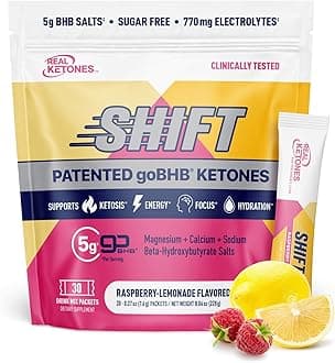 Real Ketones BHB Exogenous Ketones Drink Mix Packets | Electrolytes Powder Packets No Sugar, 4 Main Fasting Electrolytes Plus Hydrating Patented Keto BHB - 30 Count Raspberry Lemonade