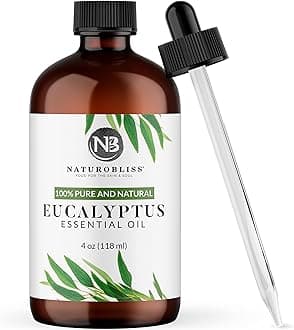 NaturoBliss Essential Oil with Glass Dropper - 100% Pure and Natural - Essential Oils for Diffuser, Aromatherapy, Soap and Candle Making, Eucalyptus Essential Oil, Eucalyptus Oil, 4 Fl Oz