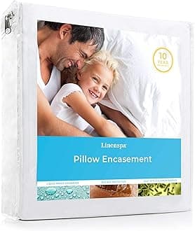 Linenspa Waterproof Pillow Encasement-Blocks Out Liquid, Queen Pillow Protector, White