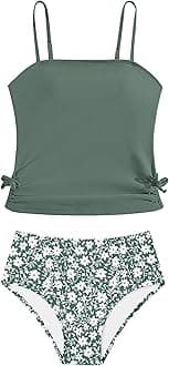 Girls Tankini Swimsuits Two Piece Bathing Suit Drawstring Swimwear Set for Girls 7-14 Years