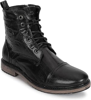 Allen Cooper Crumbled Leather Boots For Men