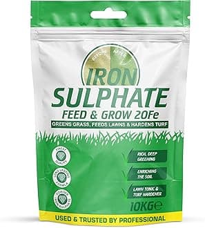 Iron Sulphate Powder Concentrate Pure Lawn Tonic Fertiliser Grass Greener Ferrous Sulphate of Iron Lawn Conditioner and Turf Hardener Dry Powder Soluble in Water by Pure Source Nutrition (10kg)