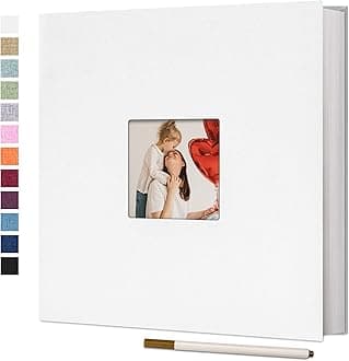 Vienrose Large Photo Album Self Adhesive for 4x6 8x10 10x12 Pictures Scrapbook Album DIY 40 Blank Pages with A Metallic Pen