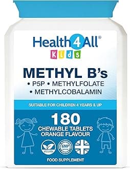 Health4All Kids Methyl B's 180 Chewable Tablets (6 Months Supply), Stress & Mood Support for Children 4+, Methylated B Vitamins B12 Methylcobalamin, 5-Methylfolate & Vitamin B6 P5P, Vegan | Made in UK