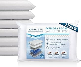Water Pillow Memory Foam re-Invented with Waterbase Technology - Clinically Proven to Reduce Neck Pain & Improve Sleep Quality. (7 Pillows)