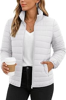Women's Puffer Jackets Quilted Packable Puffy Coats Lightweight Winter Warm Zip Up Down Jacket Stand Collar