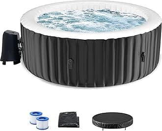 LILYPELLE 2-4 Person Inflatable Hot Tub, Large Portable Round Hottub with 120 Bubble Jets, Outdoor Bathtub Spa Set Included Heater Pump, Filter and Spa Cover, 72" X 72" X 25"