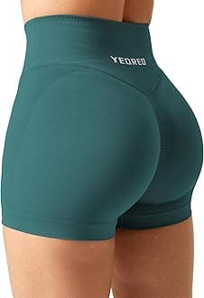 YEOREO Scrunch Butt Workout Shorts Women 3.5" Seamless V Cross Waist Sport Gym Amplify Shorts