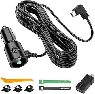 Dash Camera Car Charger, Mini USB and Micro USB Interfaces, L-Type Driving Recorders Power Cord Universal Car Adapter Power Cord 3.5m/11.5ft 12V/24V to DC5V 2A(L Interface)