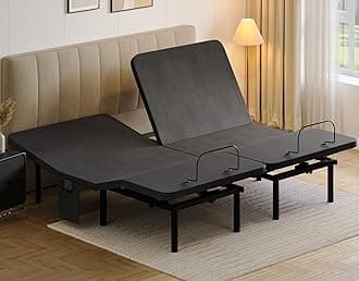 koorlian Adjustable Bed Frame Split King with 5 Height Options, High Thrust Quiet Motors, A&C USB Ports, Independent Head & Foot Incline, 10 Minutes Tool-Free Easy Assembly, Wireless Remote Control