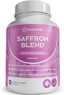 Rosabella Saffron Blend Supplement for Men & Women – Saffron, B6, Magnesium & Herbal Extract Capsules – Supports Mood, Focus & Clarity – Non-GMO, Gluten-Free – 60 Capsules – 30-Day Supply