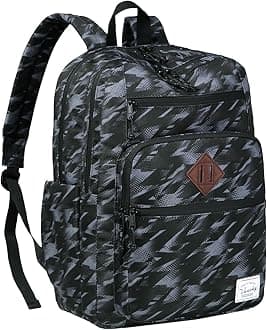 VASCHY Travel Backpack,Bookbag Schoolbag Casual Daypack for High School/College/Adults/Men/Work Black Camo
