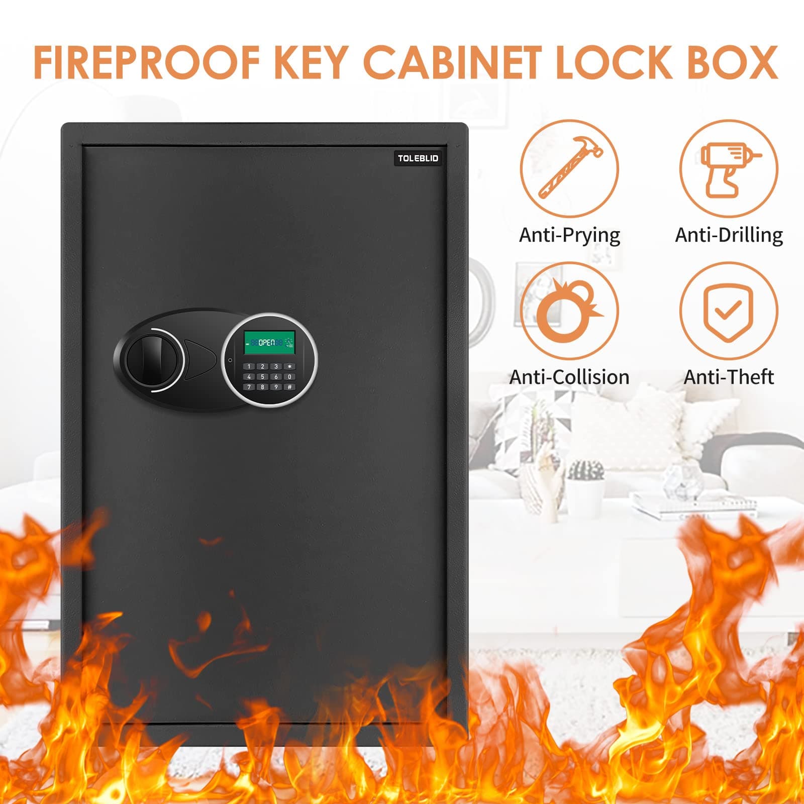 SAFETOLEBLID 144ポジションキーロックボックスウォールマウント コンビネーションロック付き デジタルキーキャビネットウォールマウント 調節可能なキーセーフ 車 ホテル オフィス 家