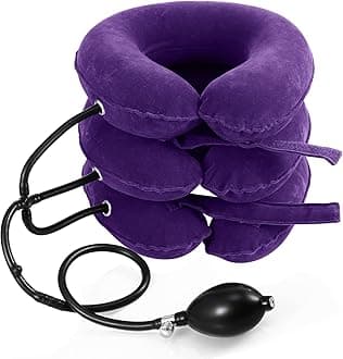 Neck Stretcher, Cervical Traction Device, Neck Traction Device, Neck Pain Relief, Adjustable Inflatable Neck Brace & Neck Stretcher Cervical Traction, Neck Decompression Home Use (Purple)