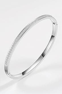 Shining Diva Fashion Anti Tarnish Jewellery | 18K Gold Plated Stainless Steel Openable Crystal Bracelet | Latest Stylish Cuff Bangle | Love Friendship Couples Gifts for Women Girls Mother Sister Wife Girlfriend