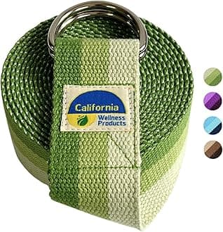 California Yoga Strap | Yoga Belt with Safe Adjustable D-Ring Buckle for Pilates | Stretching Strap | Exercise Bands | Physical Therapy | Improves Sitting Posture