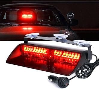Xprite Red 16 LED High Intensity LED Law Enforcement Emergency Hazard Warning Strobe Lights For Interior Roof / Dash / Windshield With Suction Cups