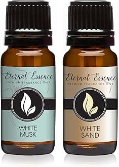 Eternal Essence Oils 2 Pack 10ml Premium Fragrance Oil - White Musk & White Sand - for Candle, Soap Making, Aromatherapy, Diffusers, Home Care, & Humidifiers