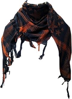 Premium Star Pattern Shemagh Head Neck Scarf - Dark Brown/Black