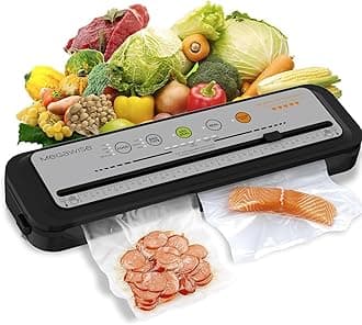 Updated Vacuum Sealer Machine 2025, MEGAWISE Food Sealer w/Starter Kit, Dry & Moist Food Modes, Compact Design with 10 Vacuum Bags & Built-in Cutter(Grey)