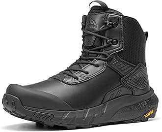 NORTIV 8 Men's Waterproof Military Tactical Hiking Work Boots Leather Motorcycle Combat Lightweight Non-Slip Boots for Men 8 Inches