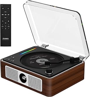 CD Player Portable, Retro Portable CD Player with Bluetooth Dual Stereo Speakers, 2600mAh Rechargeable CD Player Bluetooth for Home with Remote Control,Support USB/AUX,Headphone Jack,Optical Brown